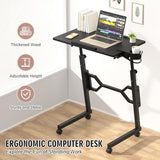 Enayplon Small Standing Desk with Wheels, Portable Treadmill Desk, Rolling Desk Adjustable Height for Laptop, Mobile Standing Table for Walking Pad, Bedside Table Enayplon