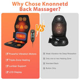 KNONNETD Back Massager for Chair, Massage Seat Cushion with Heat, Lumbar Traction, 6 Vibrating Motors Massager Chair Pad for Full Body Pain Relief, and Home Use KNONNETD