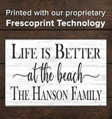 Custom Beach House Sign Personalized Beach Home Decor - Beach Theme Decoration - SOLID WOOD - 16.5 in x 10.5in (Life Is Better At The Beach - White) Broad Bay