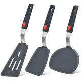 Silicone Spatula Turner Set of 3, Beijiyi 600°F Heat Resistant Cooking Spatulas for Nonstick Cookware, Large Flexible Kitchen Utensils BPA Free Rubber Spatula Set for Egg, Pancake, Fish, Burger Beijiyi