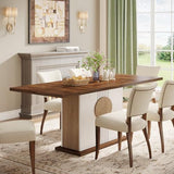 Tribesigns 55" Rectangular Dining Table for 4 to 6 People, Farmhouse Wood Dinner Table for Kitchen, Dining Room & Living Room, Oak Brown & White Tribesigns