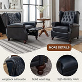SHINE FURNISHING Genuine Leather Recliner Chair, Push Back Recliner Armchair with Rivet Tufted - Thick Cushioned Seat, Single Sofa & Accent Chair for Living Room (Navy)