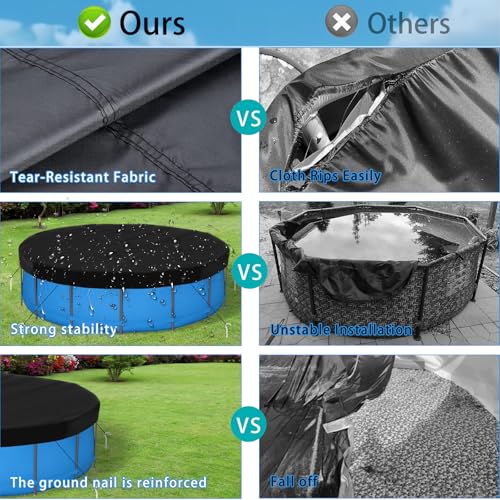 Pool Covers for Round Above Ground Pools, Heavy-Duty Oxford Fabric Swimming Pool Covers, Superior Strength & Durability, UV Protected, Protects from Debris (Black, 18ft) ZXYL outdoor sport