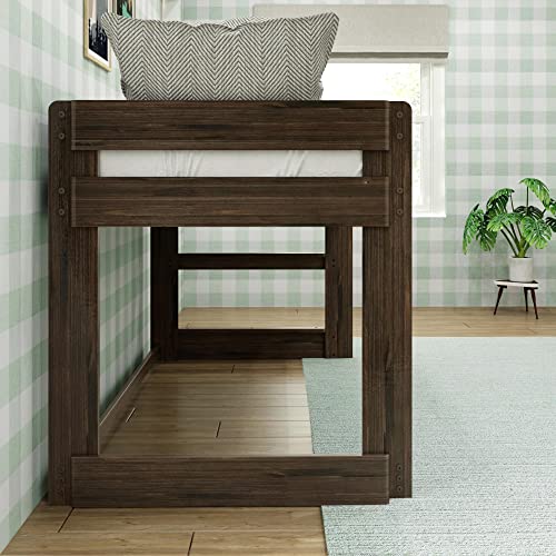 Max & Lily Barnwood Brown Farmhouse Low Loft Bed for Kids, Twin Frame - WoodArtSupply