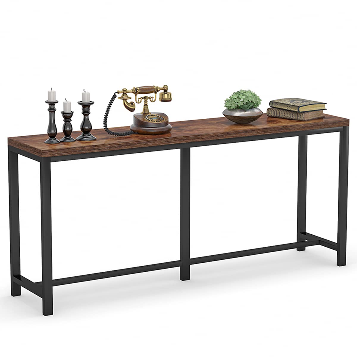 Tribesigns 70.9 inch Extra Long Console Table Behind Couch, Easy Assembly Sofa Table for Living Room Small Space, Rustic Industrial Narrow Entryway Hallway Table (Brown) Tribesigns