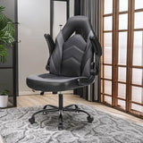 DUMOS Computer Gaming Desk Chair - Home Office Ergonomic PU Leather Lumbar Support, Height Adjustable High Back Video Game with Flip-up Armrest, Rolling Swivel for Adults DUMOS