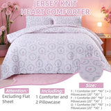 MAG 3Pcs with 1 Microfiber Jersey Knit Comforter+2 Pillowcae,Pink Floral Queen Comforter Set,All Season Garden Style Flower Bedding Set Queen Size for Girls Boys Kids,Elastic and Breathable Soft. MAG