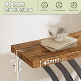MJOMKN 42.5 Inch Entryway Table, Industrial Console Tables Behind The Couch Sofa, Narrow Wood Accent Table for Entrance, Hallway, Living Room, Foyer, V-Shaped Metal Frame, Rustic Brown MJOMKN