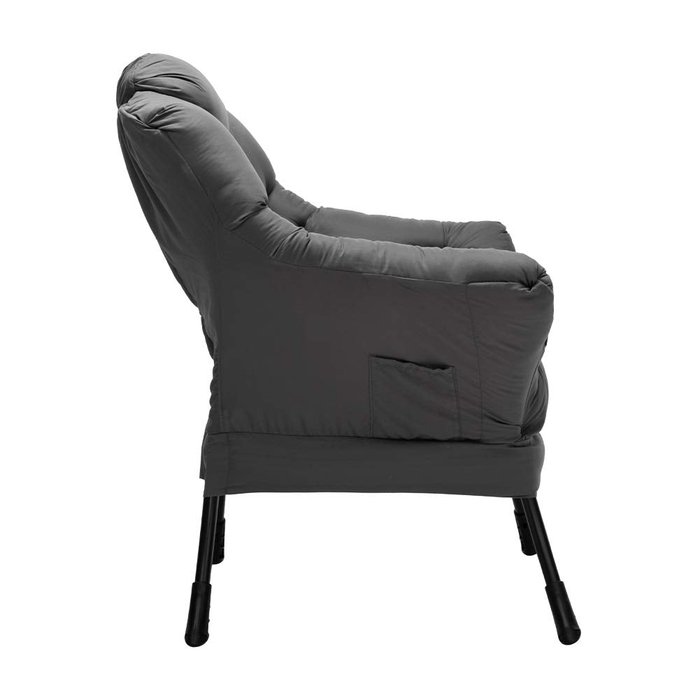 HollyHOME Large Fabric Lazy Chair for Living Room Cozy Accent Reading Chair with Armrests Comfy Lounge Sofa Chair for Bedroom, Dorm & Small Spaces | Dark Grey HollyHOME
