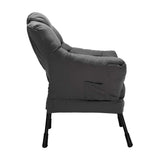 HollyHOME Large Fabric Lazy Chair for Living Room Cozy Accent Reading Chair with Armrests Comfy Lounge Sofa Chair for Bedroom, Dorm & Small Spaces | Dark Grey HollyHOME