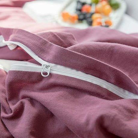 AMWAN Bedding Sets, 3Pcs Jersey Knit Cotton Duvet Cover Twin XL, Purple, Modern Style AMWAN