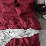 Bedsure Full Comforter Set Dark Red - Bed in a Bag Full Size Bedding Set 7 Pieces, GentleSoft™ Pintuck Bed Set Gift for Family, Pinch Pleat All Season Comforter with Sheets, Pillowcases & Shams Bedsure