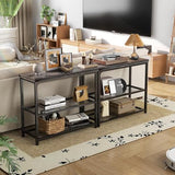 Besiost 32" Small Console Table with 3-Tier Storage, Industrial Narrow Entryway Table, Sofa Table Behind Couch for Hallway, Foyer & Living Room, Sturdy Metal Frame, Oak Grey Besiost