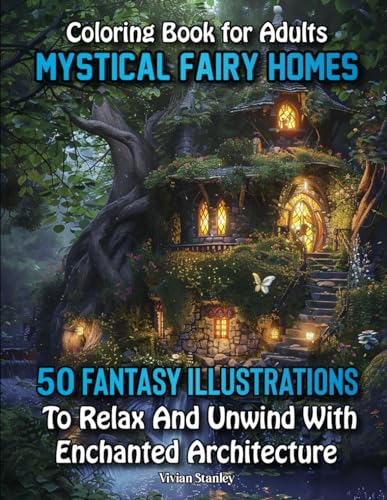 Coloring Book for Adults Mystical Fairy Homes: 50 Fantasy Illustrations to Relax and Unwind with Enchanted Architecture (Mindful Magic Coloring Series for Adults) WoodArtSupply