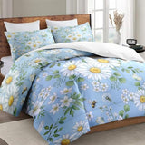 WeCozy Twin Size Comforter Set with Pillowcase, Wildflower Daisy Flower Floral Soft 2 Pcs Bedding for Kids and Adults Bedroom Bed Decor WeCozy