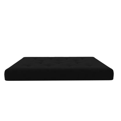 DHP Trule 8" Reversible Full Size Futon Mattress, Pocket Coil Spring, Polyester, Firm Support, Linen-Like Cover, Eco-Friendly, Black