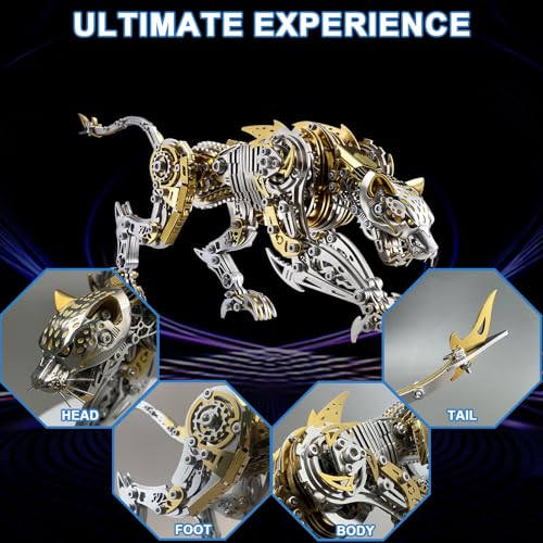 Leopard 3D Metal Puzzle for Adults and Teens, 3D Metal Model Kits, Mechanical Assembly Models, Suitable for Home Office Decor & Gift for Men