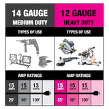 PowerSmith Heavy Duty Extension Cord 100 ft 12/3 Lighted Locking Outdoor SJOOW Rubber Jacket, 5 Year Warranty POWERSMITH