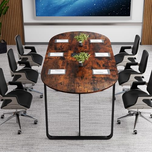 Giantex 71" Conference Table, Large Oval Meeting Table with Cable Management Grommet, Sturdy Metal Legs, Industrial Business Training Seminar Desk for Office Conference Room Boardroom Giantex