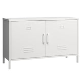 Elitehouse 2 Door Metal Accent Cabinet,White Metal Storage Cabinet with Adjustable Shelf,2-Tier Office Cabinet,Multipurpose Metal Locker Storage Cabinet for Office Home,Music Studio Elitehouse
