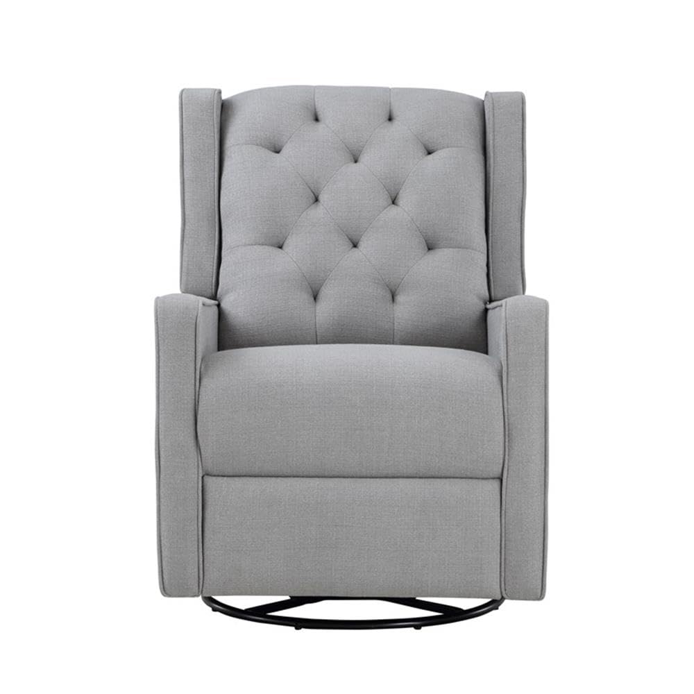 Suite Bebe Bryton Gliding Swivel Recliner - Tufted Woven Gray Fabric Suite Bebe