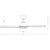 WAC Smart Fans Mocha Indoor and Outdoor 3-Blade Smart Home Ceiling Fan 54in Matte White with 3000K LED Light Kit and Remote Control works with Alexa and iOS or Android App WAC Lighting