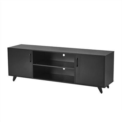 Panana TV Stand Television Stands TV Console Unit with Shelf and 2 Doors Storage Cabinets for Living Room Bedroom for TVs up to 70 Inches (Black, 62.99 inch)