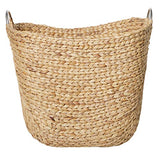 Deco 79 Seagrass Handmade Decorative and Functional Storage Basket Large Woven Basket Organizer with Ring Metal Handles, Basket for Storage 21" x 17" x 19", Brown Deco 79