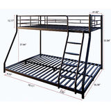 AnwickNomo Heavy Duty Steel Twin Over Full Bunk Bed, Beds for Kids Adults Teens Bed with Stairs & Flat Rungs, Metal Slat Support, No Box Spring Needed (Black), Bunk Bed 54azz AnwickNomo