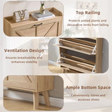 LEYAOYAO Shoe Storage Cabinet with 2 Flip Drawers，Narrow Shoe Storage Cabinet Organizer with Legs for Entryway Hallway, Living Room, Bedroom，Hidden Slim Storage Narrow Shoe Rack Cabinet,Natural LEYAOYAO