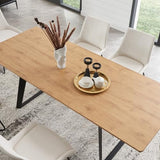 ZckyCine Expandable 8-Person Dining Table Set (63" - 79") with Modern Oak Table & 8 Brown Chairs – Ideal for Kitchens and Dining Rooms ZckyCine