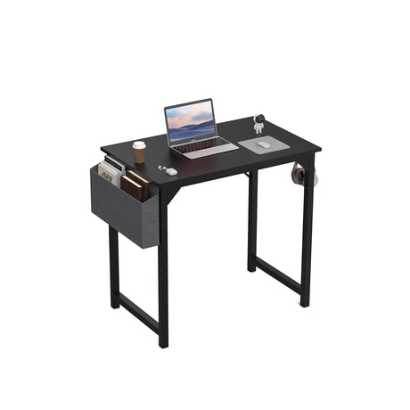 DUMOS 32 Inch Office Small Computer Desk Modern Simple Style Writing Study Work Table for Home Bedroom - Wood Black DUMOS