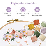 Clever Poppy Flora the Cat Beginner Embroidery Kit – Easy Embroidery Kit for Beginners with Hoop, Thread & Patterns – Hand Embroidery Kit for Adults and Teens – Complete Embroidery Starter Kit