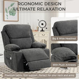 Power Recliner with Rocking, Swivel & Glider - Nursery Chair with One-Touch Button, Vibrating Massage & Heat, USB Charging Ports, Perfect for Nursery, Living Room, or Bedroom Relaxation, Dark Gray