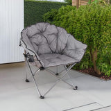 MacSports C932S-129 Padded Cushion Outdoor Folding Lounge Patio Club Chair, Gray MacSports