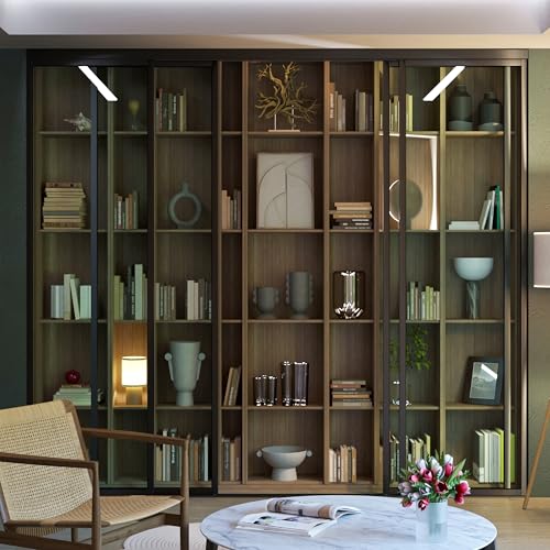 Doors55 4 Panel Glass Room Divider and Sliding Glass Closet Doors - Smoked Frosted Partition Wall - Clear, Smoked and Frosted Glass Sliding Doors Options (Clear Glass, 96x96) Doors55