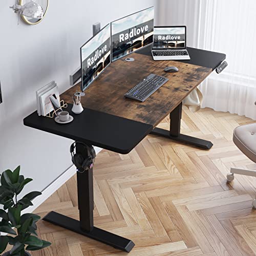 Radlove Electric Height Adjustable Standing Desk, 63x 30 Inches Stand Up Desk Workstation, Splice Board Home Office Computer Standing Table Ergonomic - WoodArtSupply