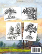 Trees - Coloring Book: Collection of Nature, Forests, Woods & Lonely Tree Landscapes, 44 Artist's Hand Drawings for Adults WoodArtSupply