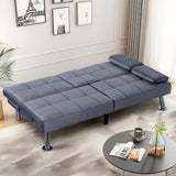 FLEXISPOT XCT3 Futon Sofa Bed with USB & Type-C Charging Port, Convertible Sleeper Couch with Adjustable Backrest, Folding Loveseat for Small Space, Living Room, Guest Room, Apartment (Velvet, Gray) FLEXISPOT