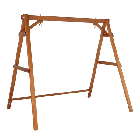 VINGLI Heavy Duty 660 LBS Wooden Swing Frame with Extra Bottom Connection Board, Upgraded A-Frame Porch Swing Bench Stand for Indoor & Outdoor (4FT, Brown) VINGLI