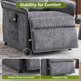 UMBFUN Power Recliner Chair with Remote Control, 21" Wide Seat Small Recliners with Side Pocket for Adults, Thick Cushions Chair for Living Room & Bedroom, Light Grey