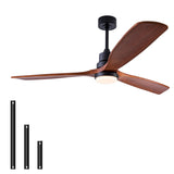 dearnow 56" wooden ceiling fan with lighted remote control, indoor outdoor wooden ceiling fan, outdoor modern ceiling fan with 3 fan blades for patio, living room, office, hallway and more.…… dearnow