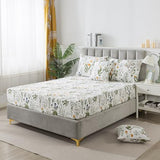 FADFAY 100% Egyptian Cotton Sheets Twin Botanical Printed Floral Sheets Yellow Flowers & Leaves Pattern Farmhouse Bedding Soft and Breathable French Country Bedding 4Pcs Deep Pocket Twin Sheet Set FADFAY