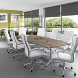 BOWERY HILL 120W Boat Shaped Conference Table in Modern Hickory BOWERY HILL