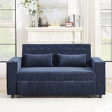 Merax 3 in 1 Convertible Sleeper Sofa Bed with Storage, Futon Couches for Living Room with USB Ports | CupHolder| Reversible Backrest | Pull Out Couch |Small Loveseat,Blue Merax