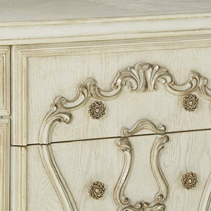 Acme Versailles Wooden 5 Drawer Dresser in Bone and White - WoodArtSupply