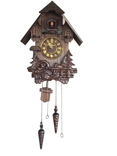 Vmarketingsite Wall Cuckoo Clocks Black Forest Wooden Cuckoo Clock. Black Forest Hand-Carved Cuckoo Clock. Bright Cuckoo Bird Sounds On The Hour and Chime Has Automatic Shut-Off. Excellent Gift. Vmarketingsite