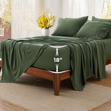 Bedsure Deep Pocket King Sheet Set - 6 Piece, Prewashed Ultra-Soft King Size Sheets Set, Fits Mattresses Up to 18 Inches Thick, Breathable & Secure Fit, Hotel Luxury Bedding, Olive Green Bedsure