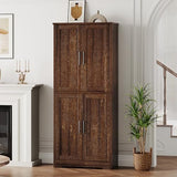 IDEALHOUSE Tall Kitchen Pantry Cabinet,70" Storage Cabinet with 4 Doors and 3 Adjustable Shelves, Freestanding Cupboard, Modern Storage Cabinet for Bathroom, Dining Room, Living Room IDEALHOUSE