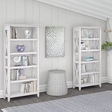 Bush Furniture Key West 5-Shelf Tall Bookcase Set in Pure White Oak for Elegant Storage Solutions Bush Business Furniture